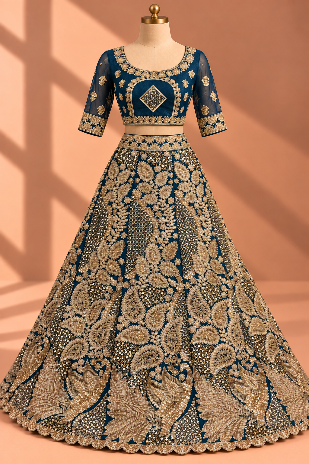 Noor-e-Neel — Unstitched Lehenga