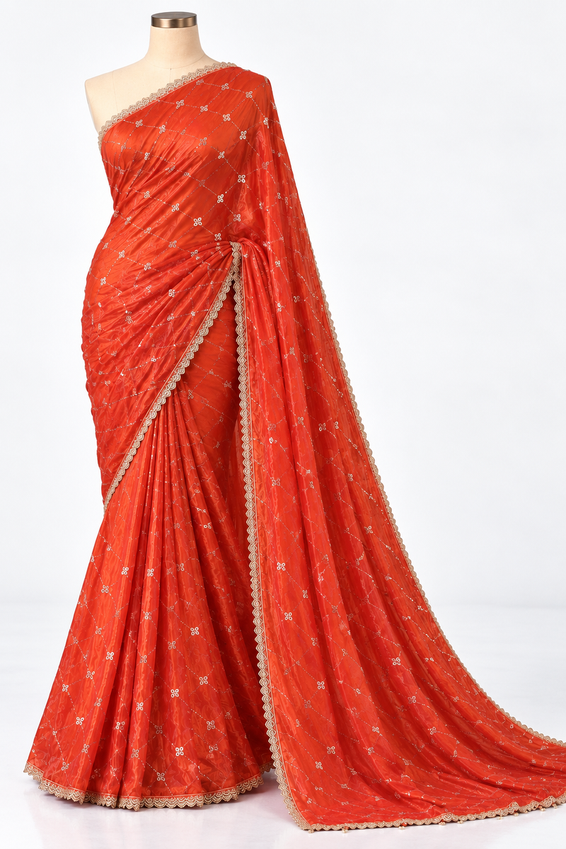 Kesariya Aangan Heritage Saree
