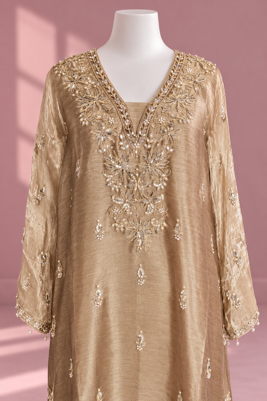 Champagne Zaria Suit with Potli