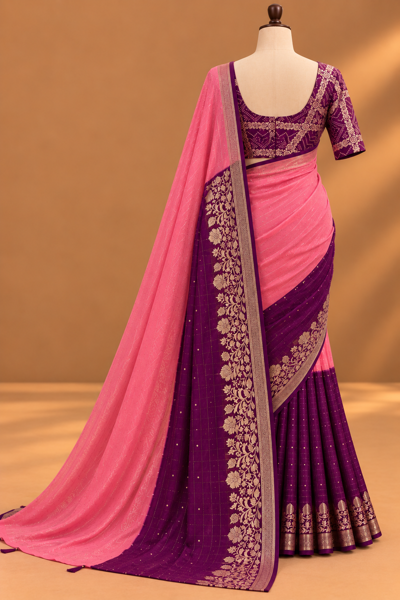 Gulnaar-Rang Mehrab Saree