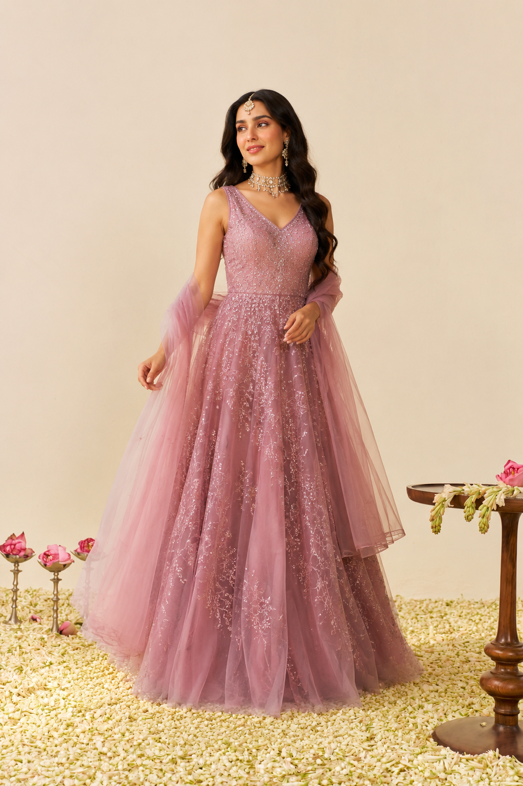 Rosé Stardust Gown