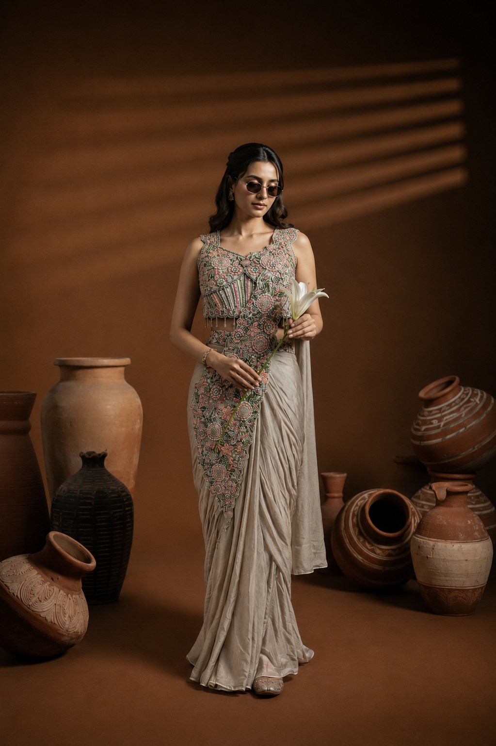 Ivory Sculpture Saree