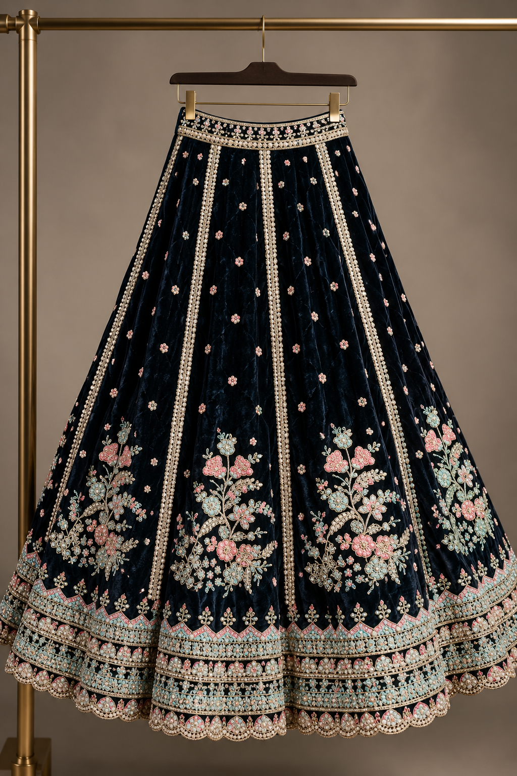 Midnight Blossom Lehenga