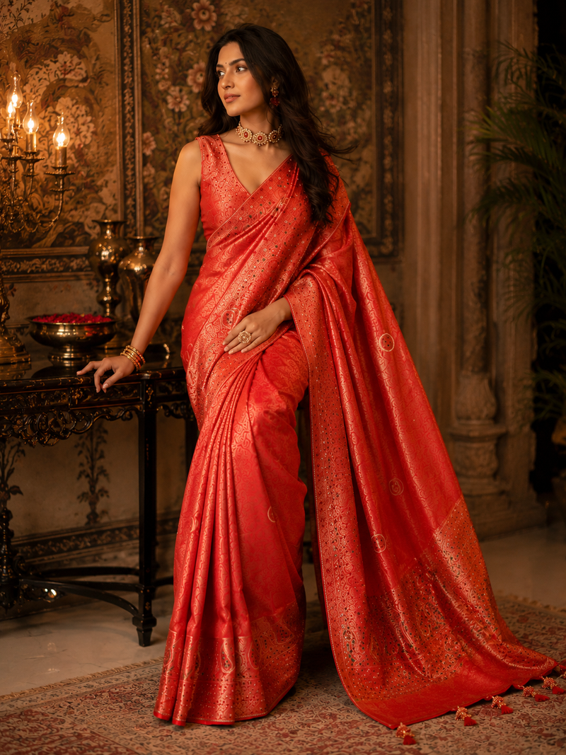 Aurelia Vermilion Saree