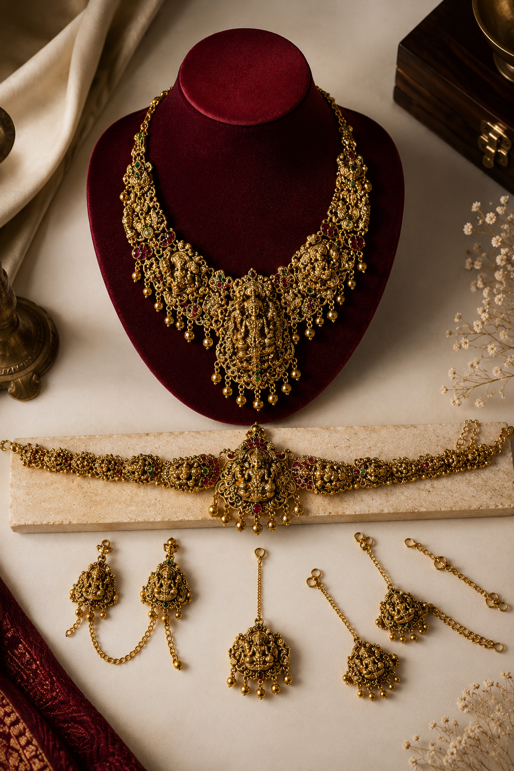 Mahalakshmi Temple Bridal Jewellery Set