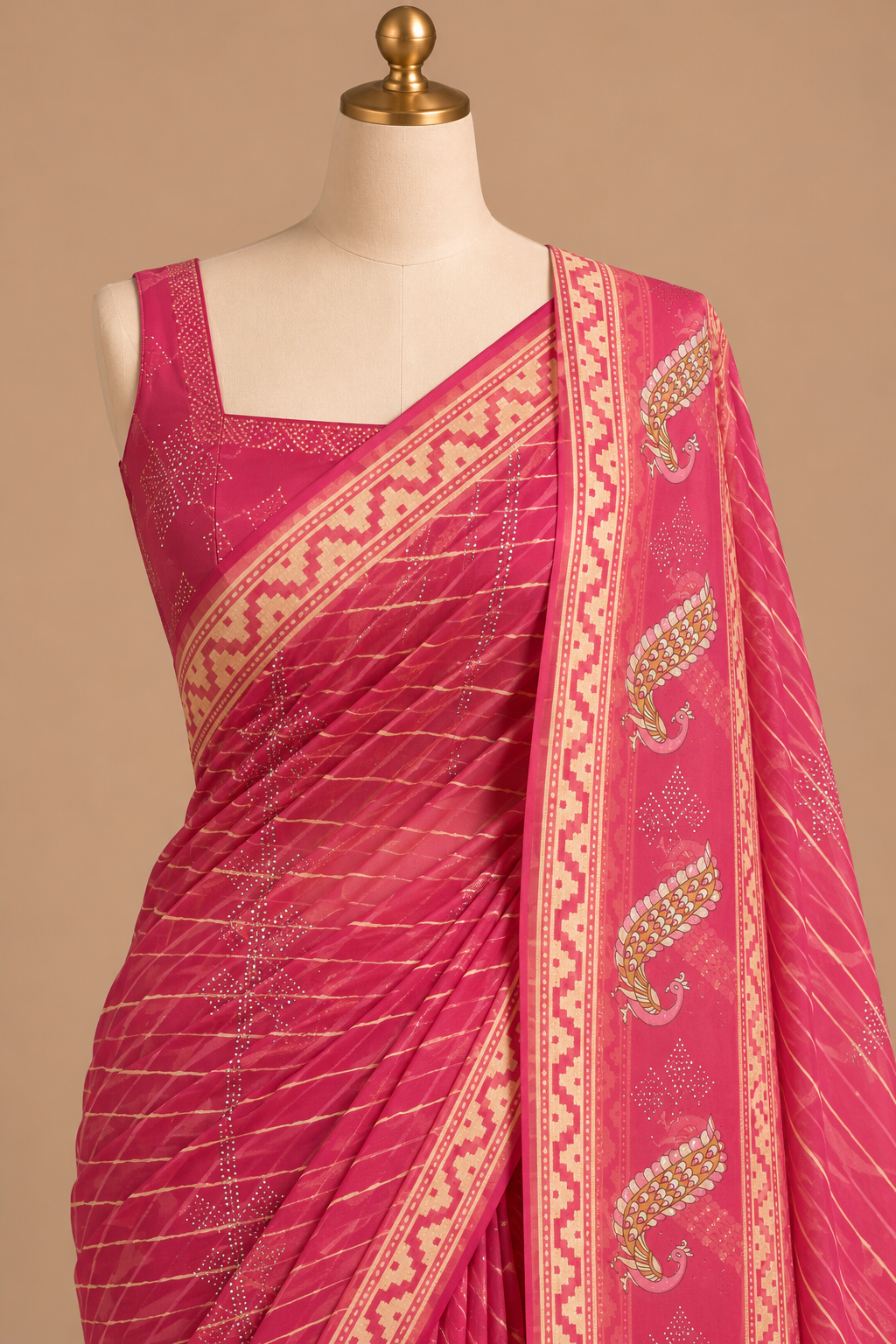 Gulabi Leher Saree
