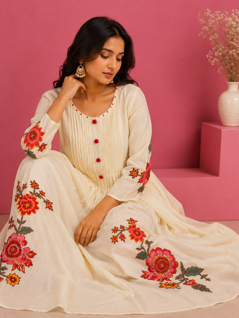 FLEURÉ IVORY — Botanical Embroidered Suit