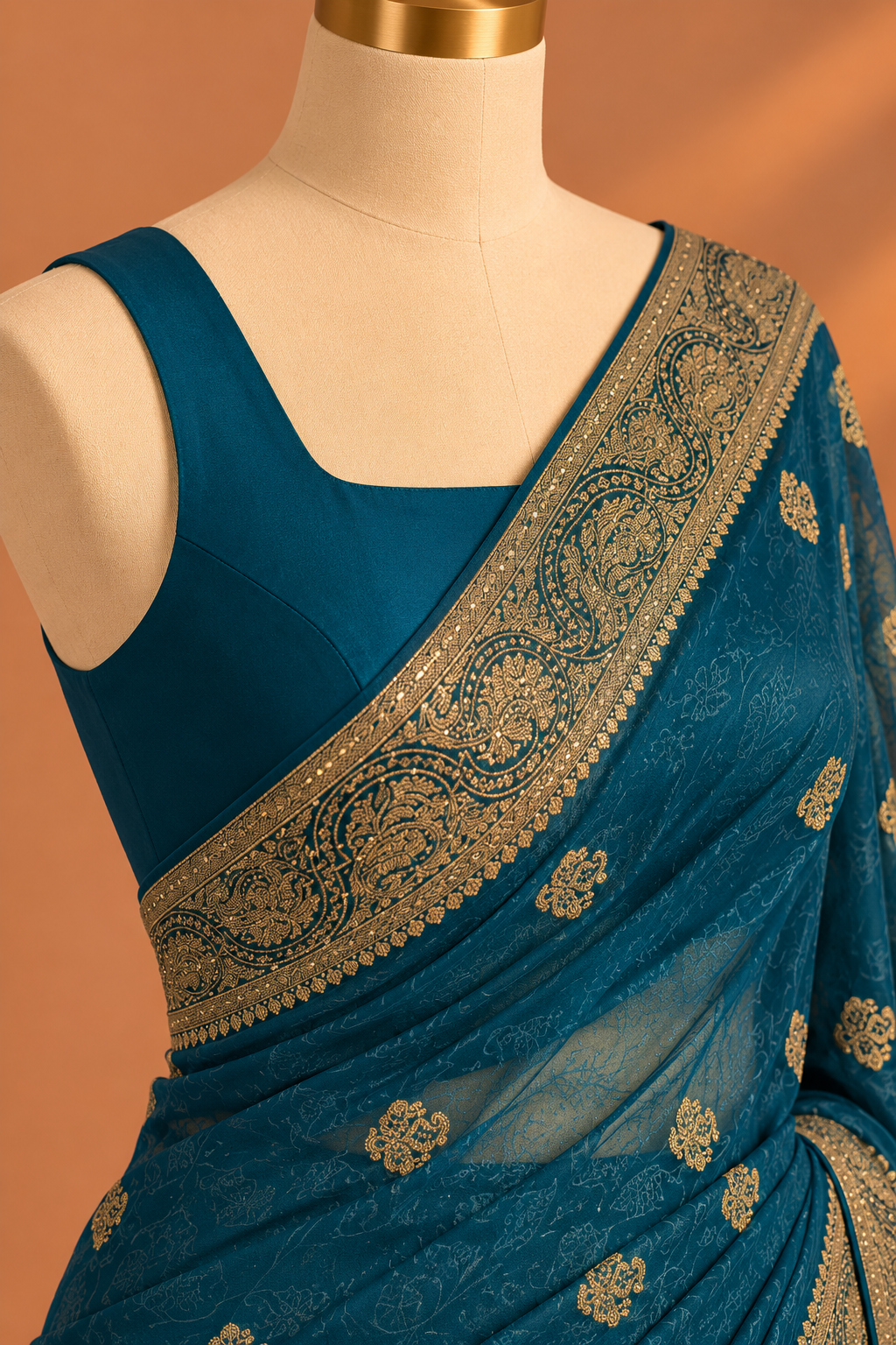 Neel Zari Paisley Saree