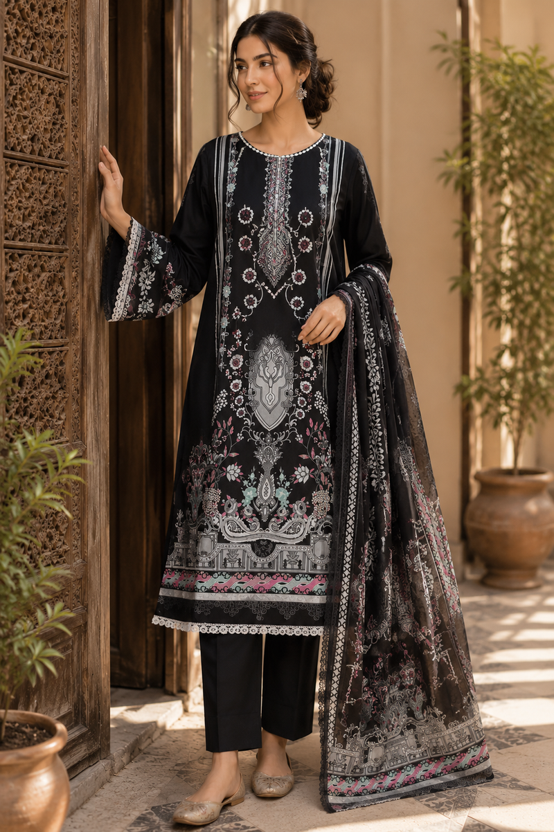 Noir Jardin Printed Suit Set