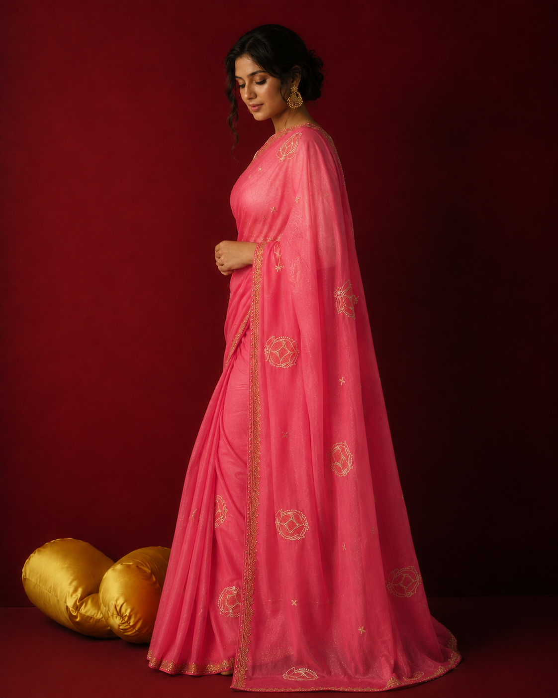 ROSÉ NOOR — Pink Embroidered Saree