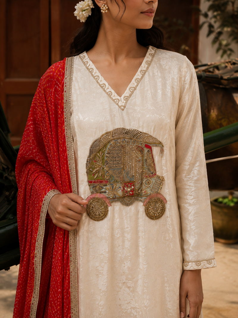 RUBAIYA — Ivory Crimson Heritage Suit