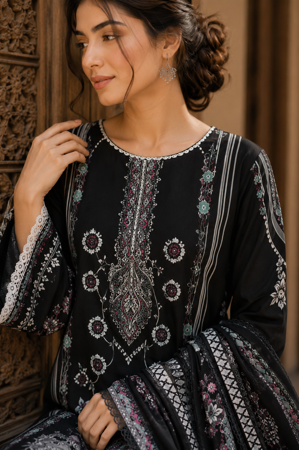 Noir Jardin Printed Suit Set