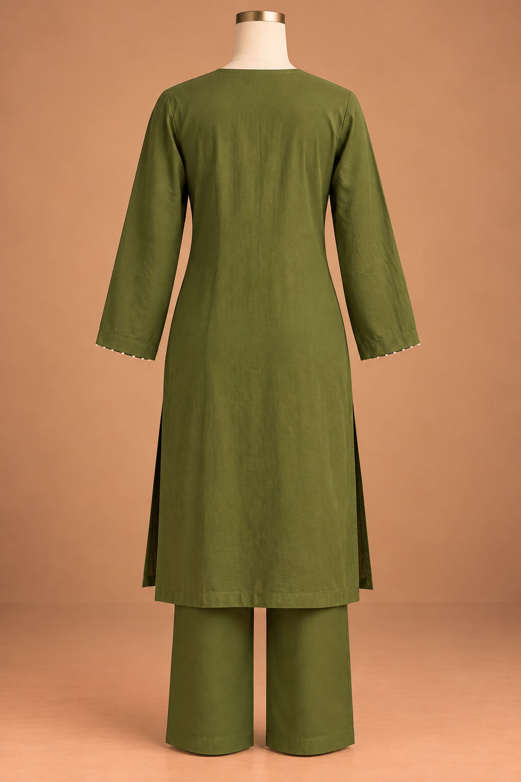 Olive Ivory Embroidered Suit Set