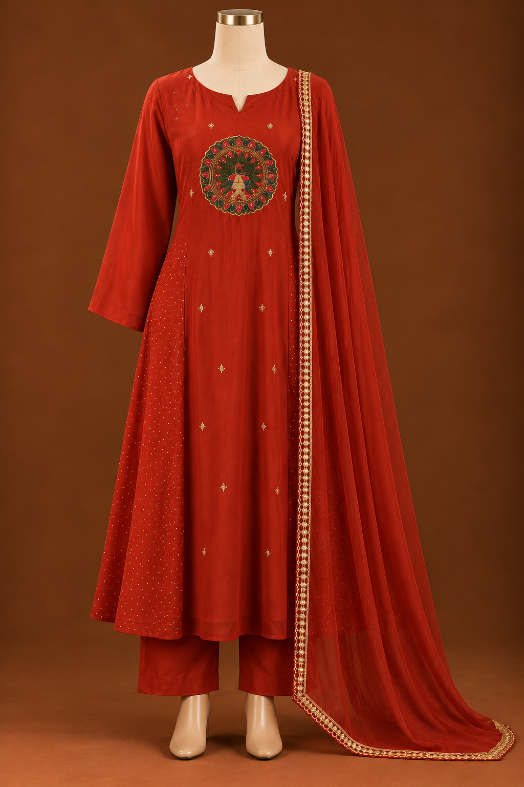 Rangrez Peacock Embroidered Kurta Set
