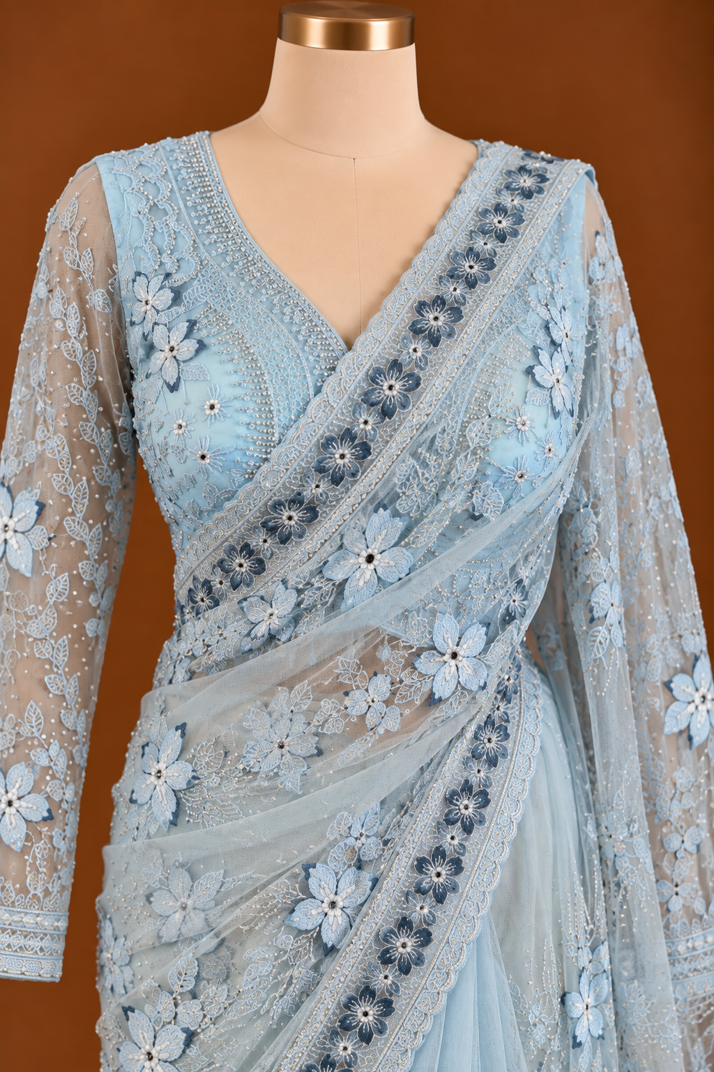 Neelambara Jaal Net Saree