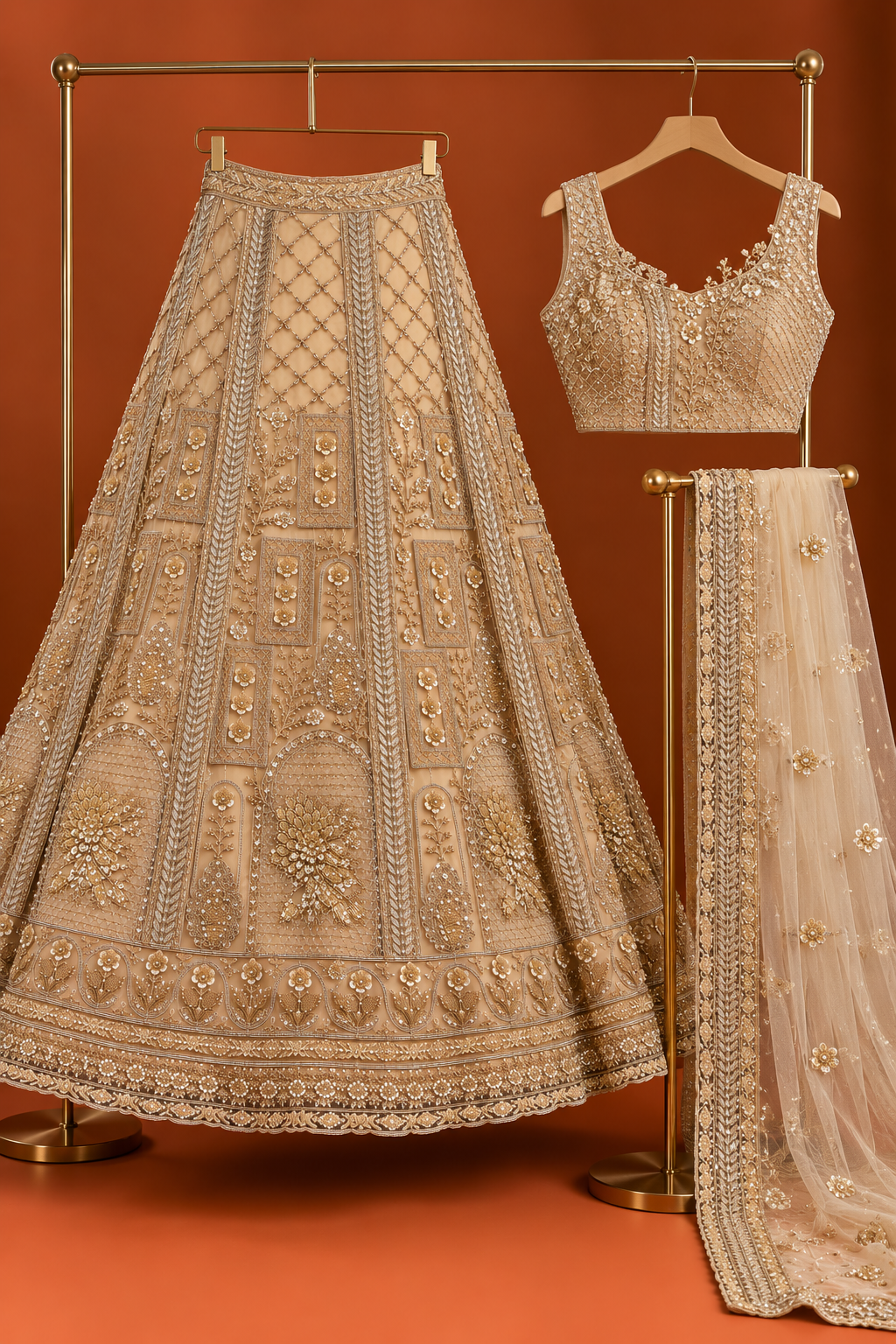 Écru Zari Heritage — Unstitched Lehenga