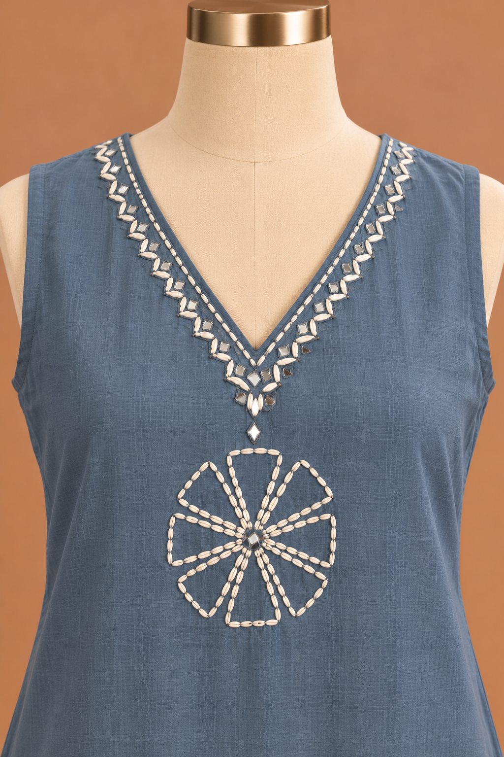 Slate Blue Ivory Embroidered Kurta Set
