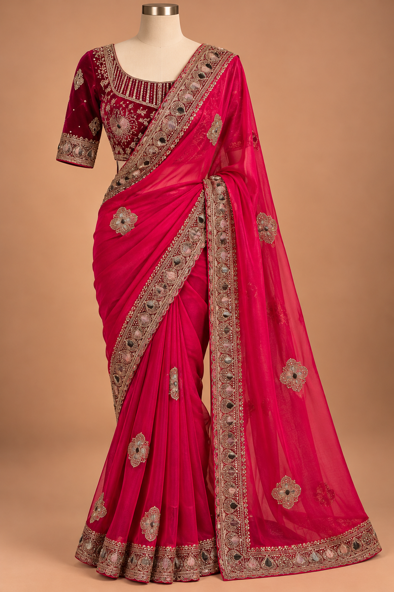Rani Heritage Embroidered Saree
