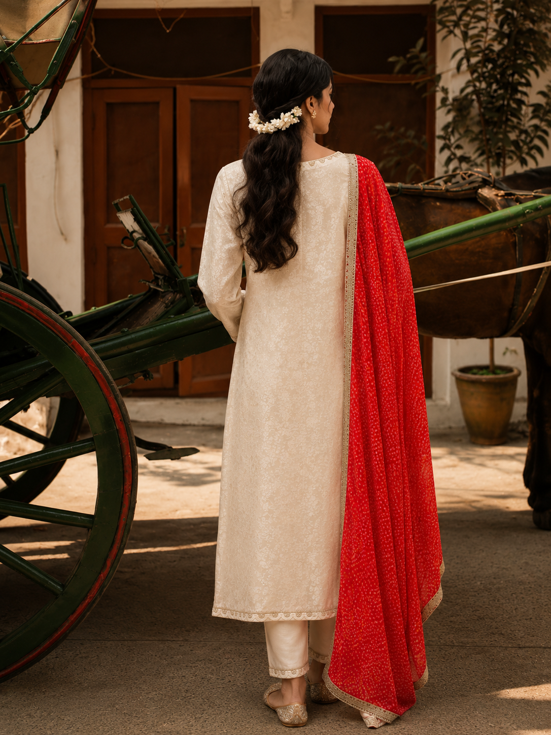 RUBAIYA — Ivory Crimson Heritage Suit