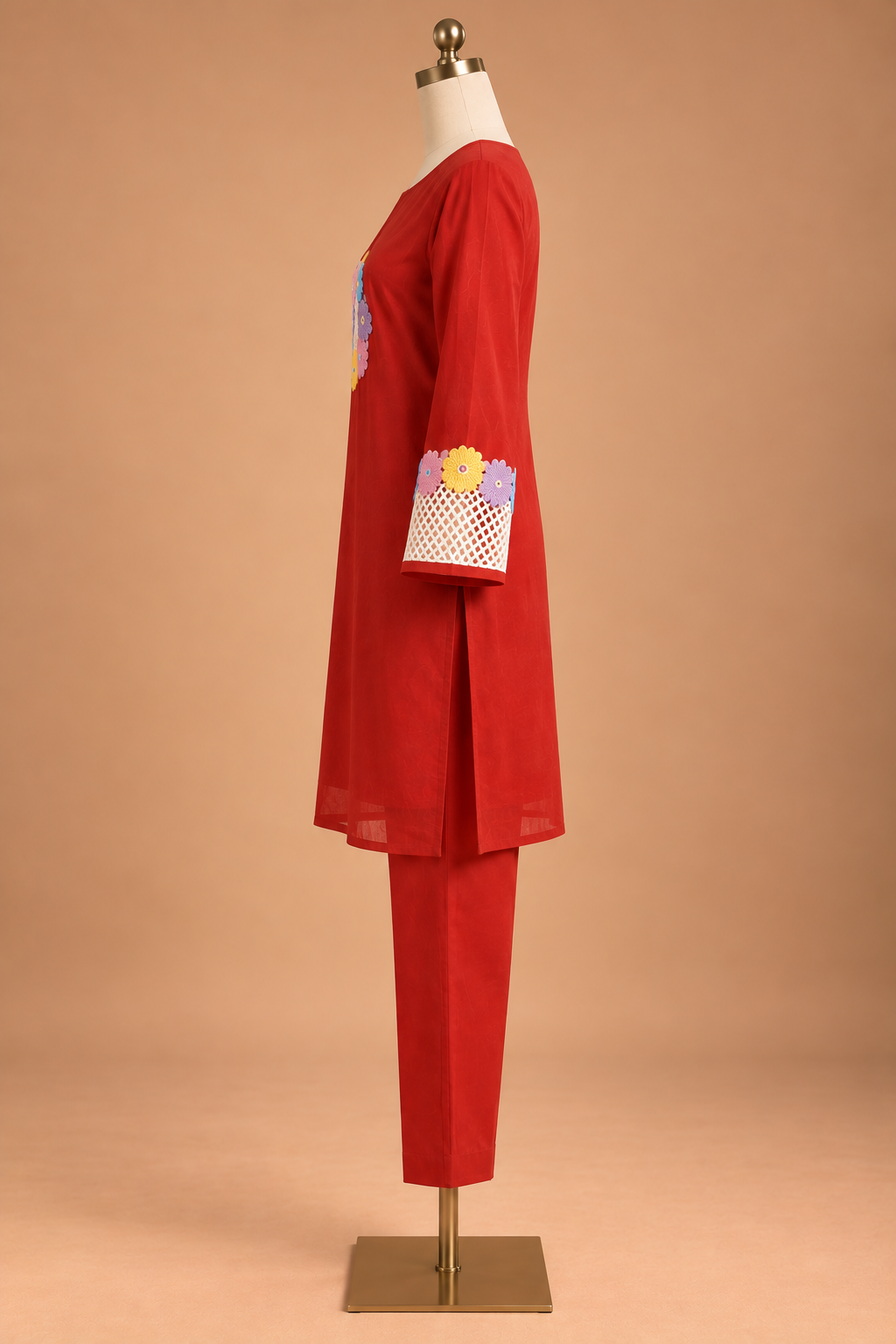 Scarlet Bloom Embroidered Kurta Set