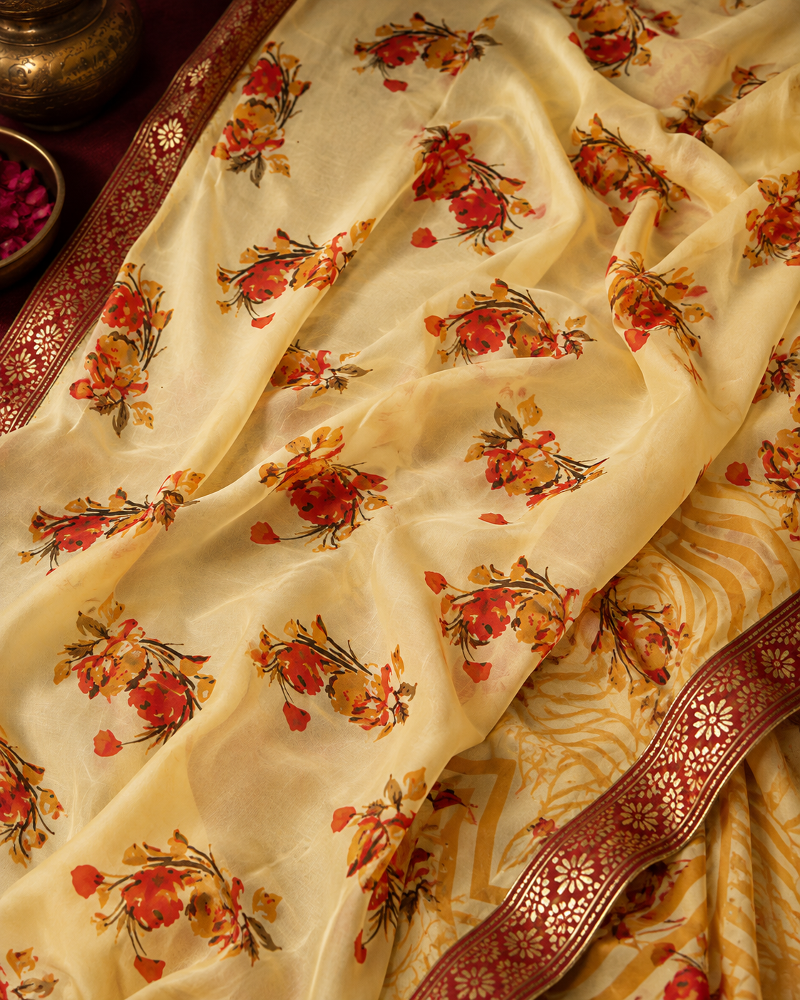 VANYA BLOOM — Ivory Floral Saree