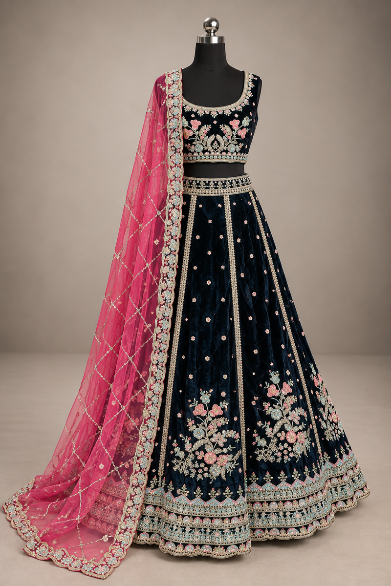 Midnight Blossom Lehenga