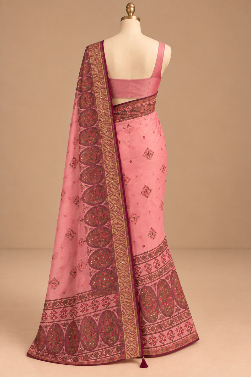 Gulabi Virasat Saree