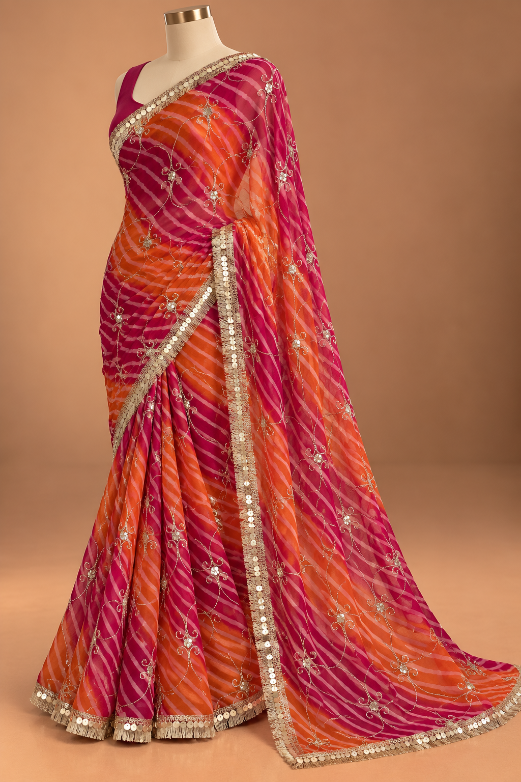 Gulnaar Rosé Sequin Saree