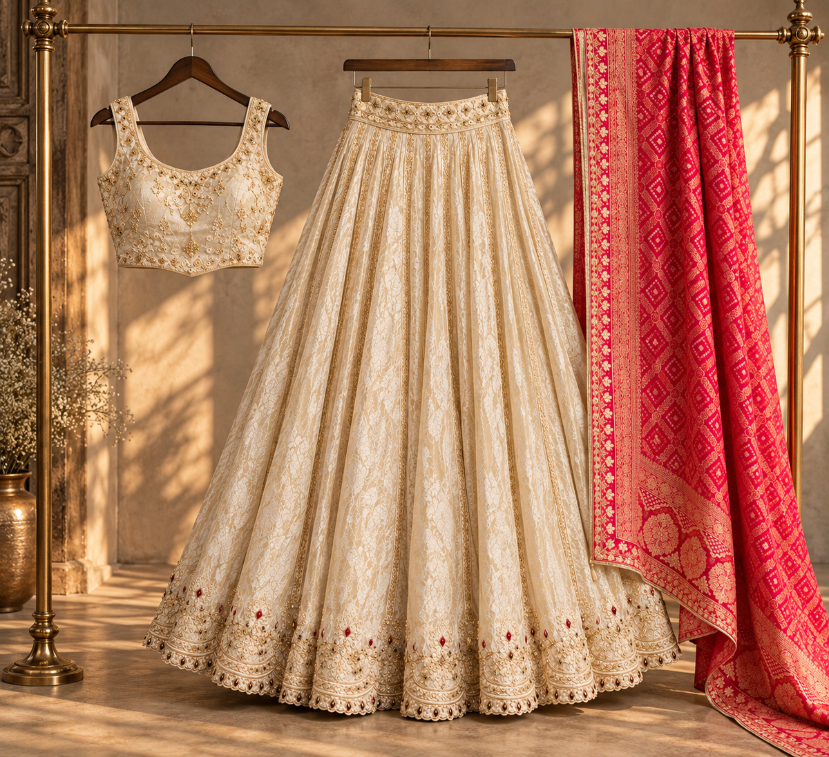 Ruhani Zardozi Ivory Bridal Lehenga