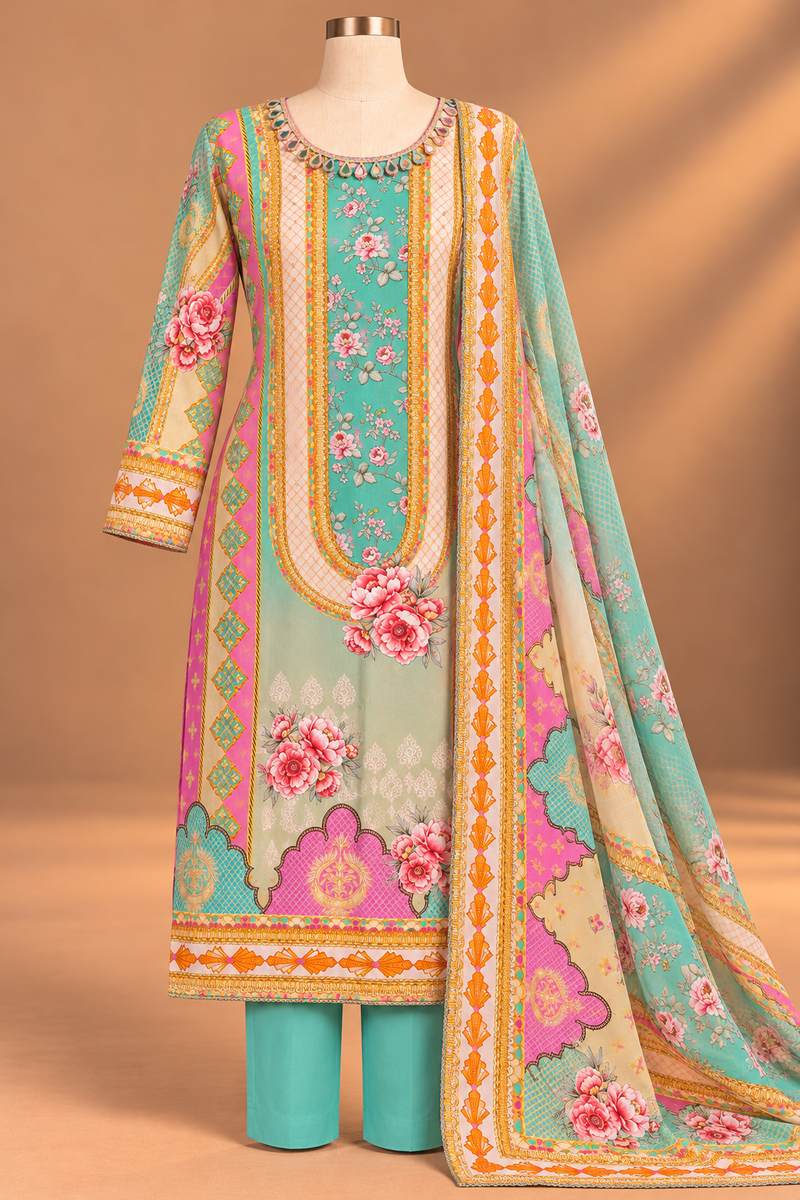 Rangrez Multicolour Floral Suit Set