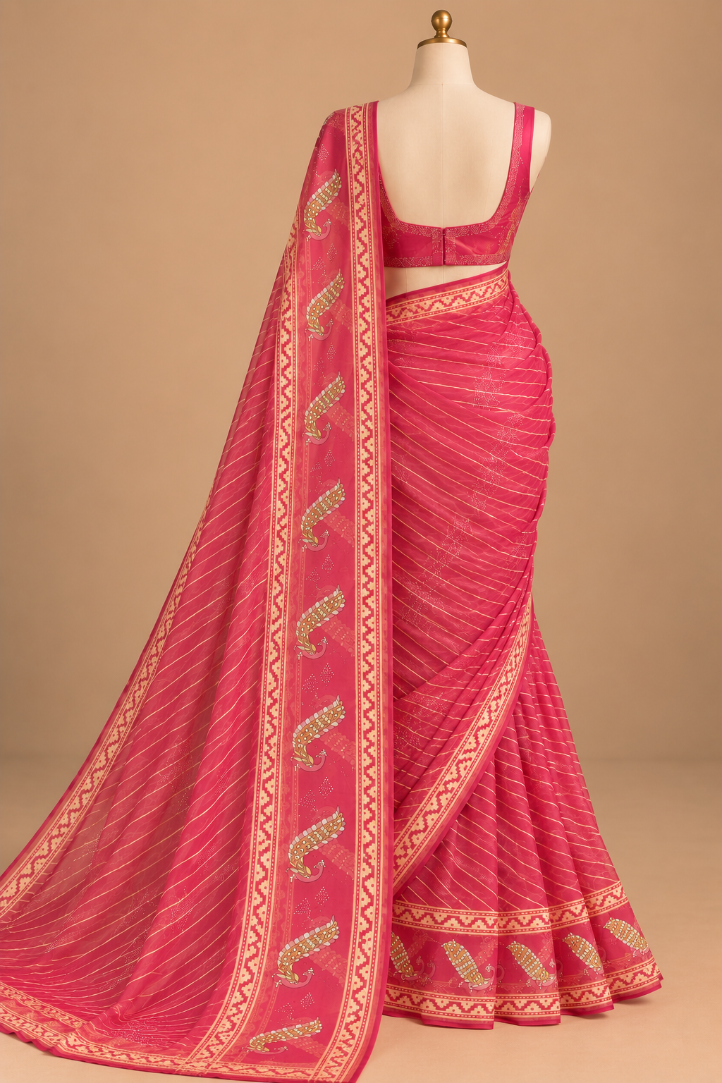 Gulabi Leher Saree