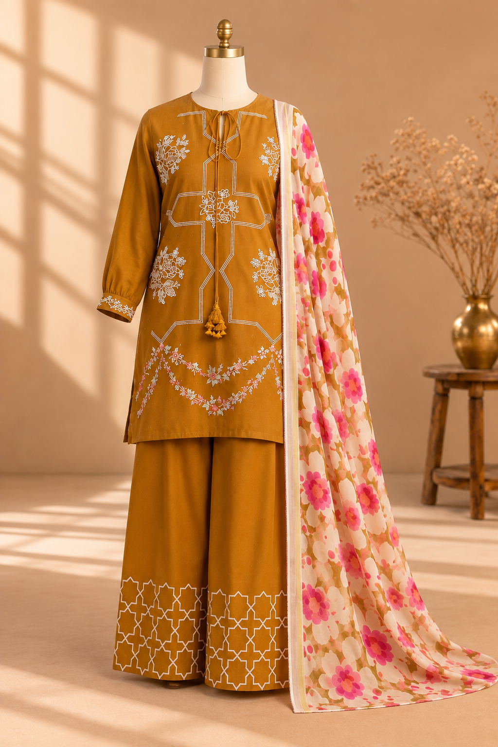 Sunehri Gulistan Mustard Floral Set