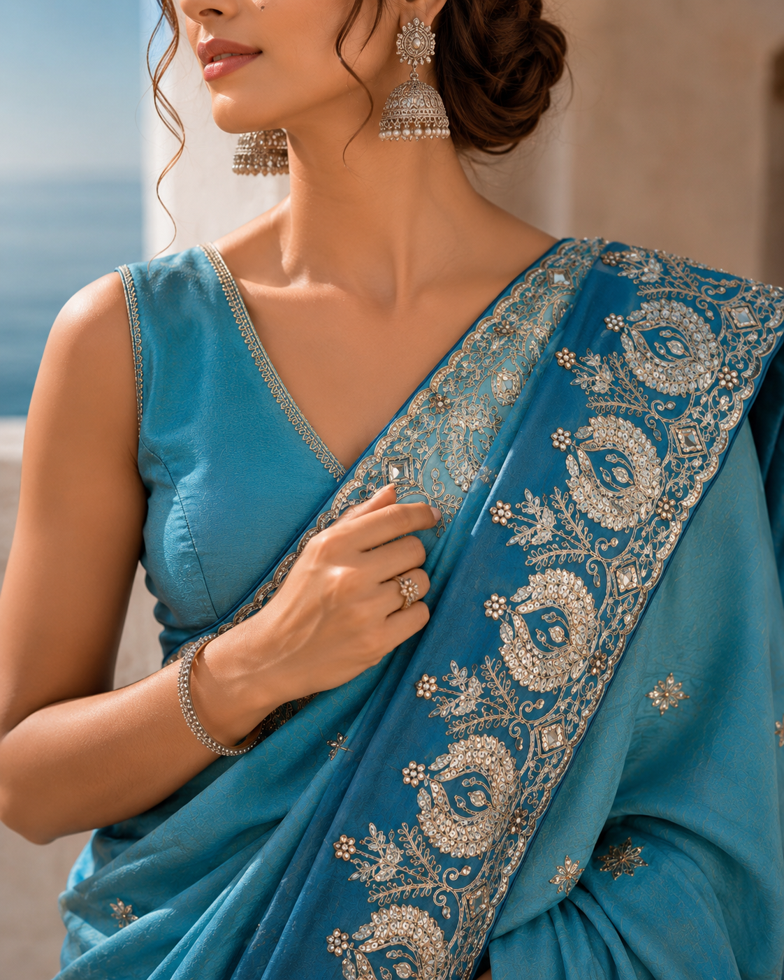 Azure Élan Saree