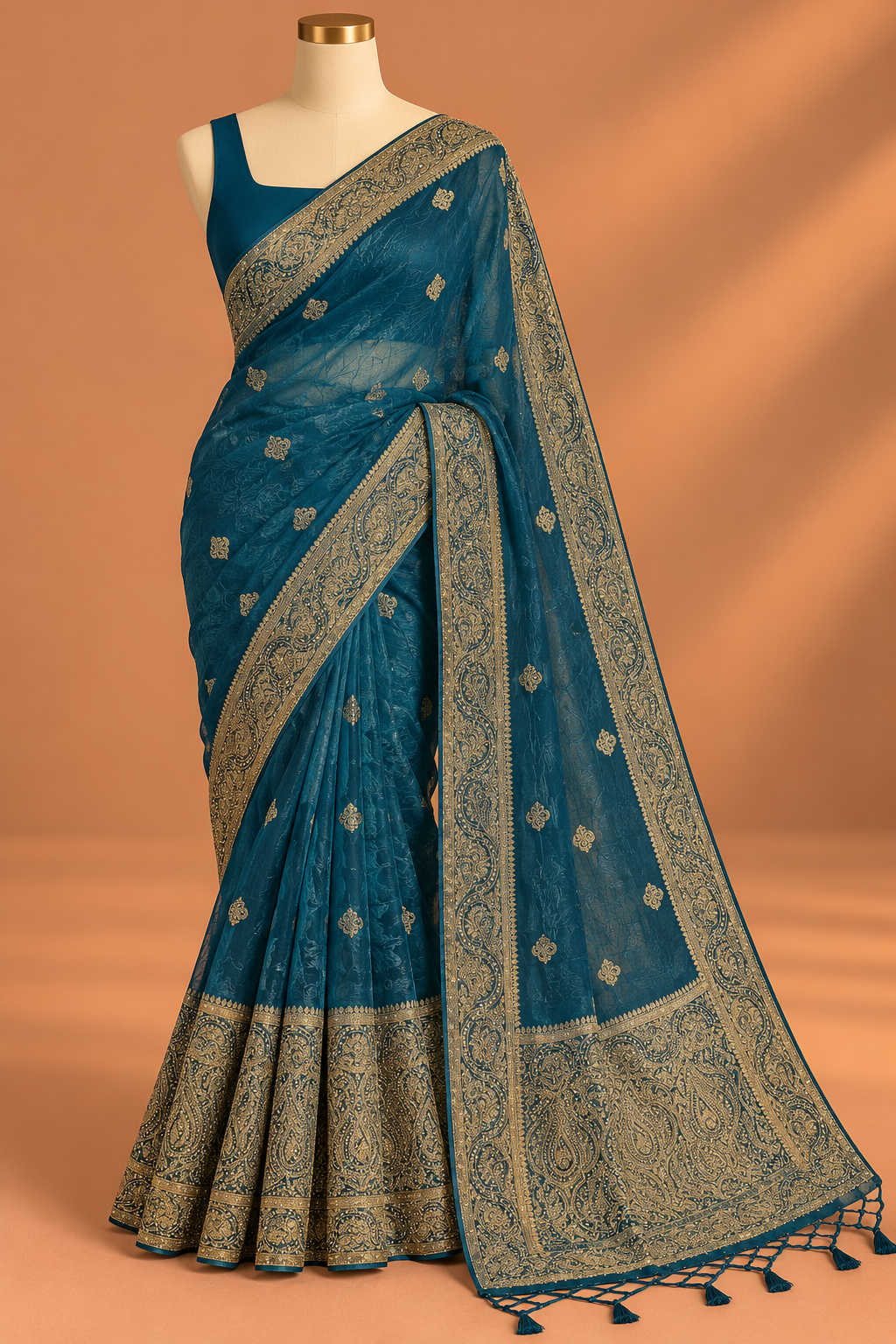 Neel Zari Paisley Saree