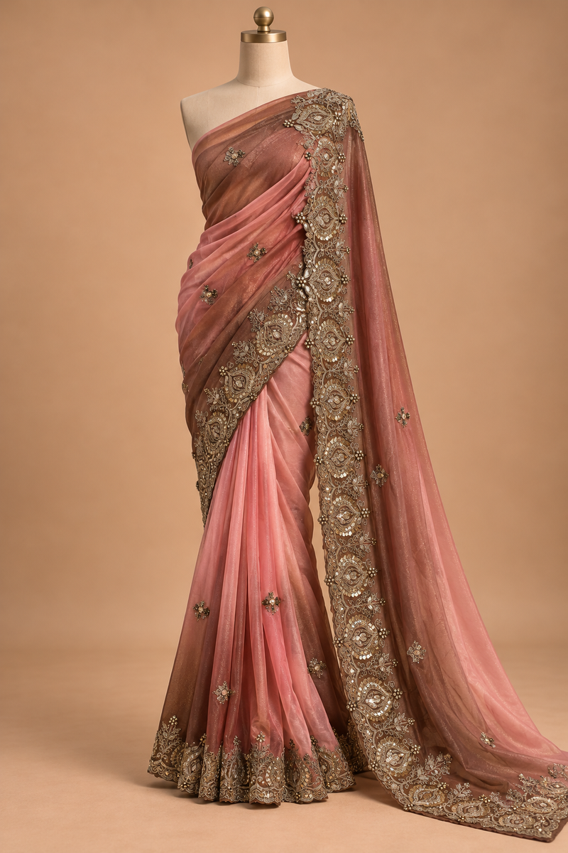 Rosewood Embellished Saree