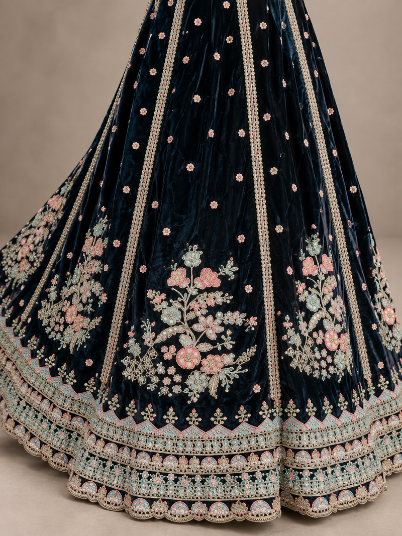 Midnight Blossom Lehenga