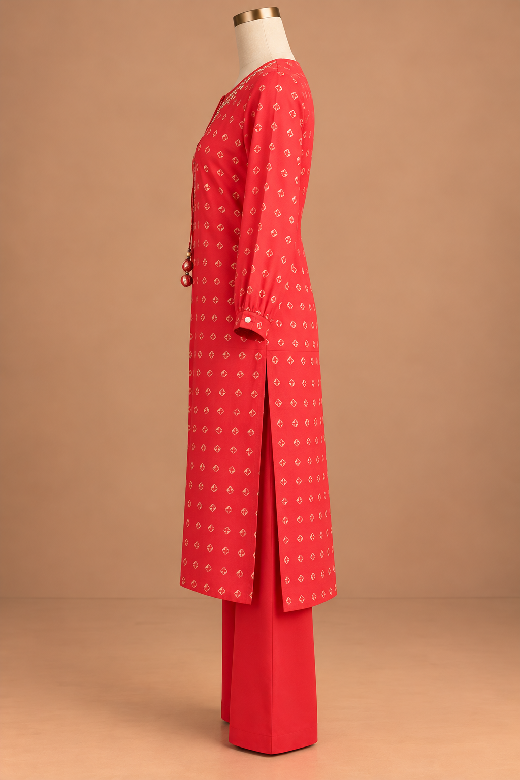 Vermilion Gold Motif Kurta Set