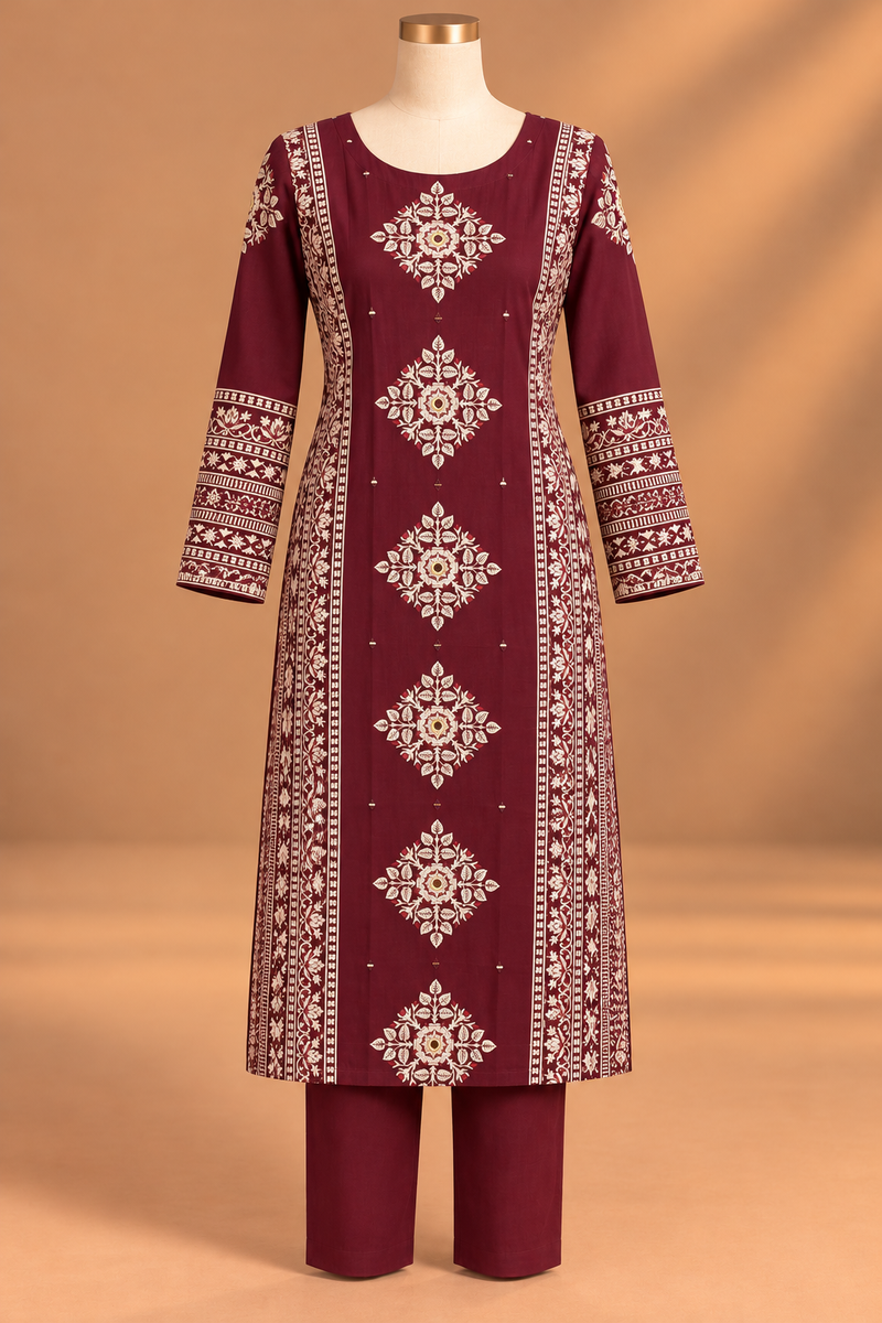 Burgundy Heritage Embroidered Suit