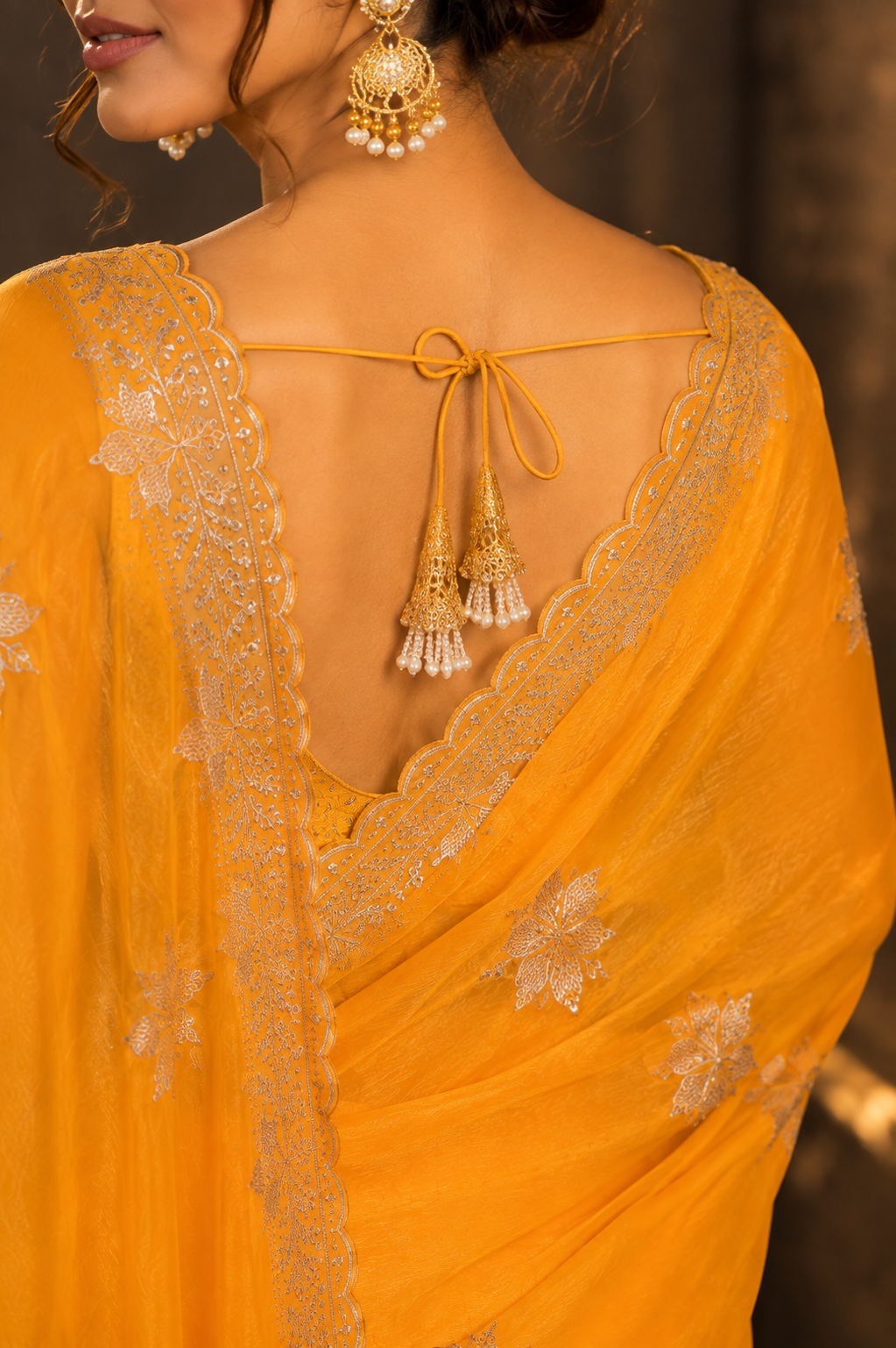 KANAK AURA — Golden Marigold Saree