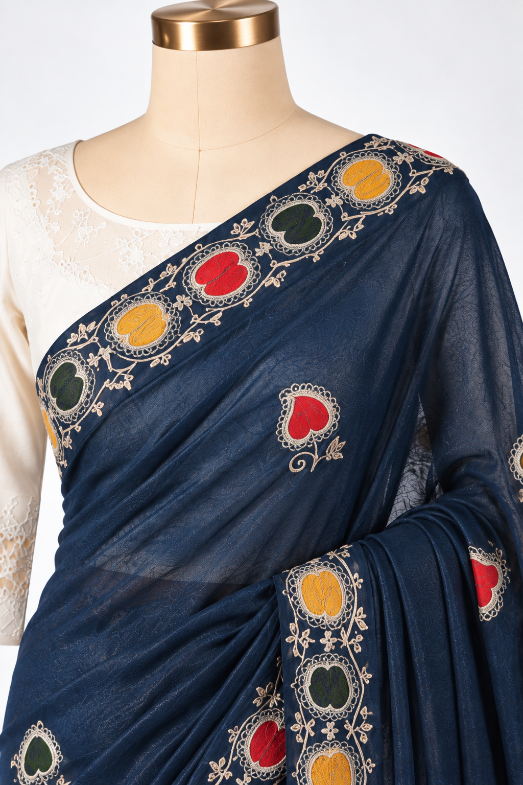 Neelambari Multicolour Border Saree