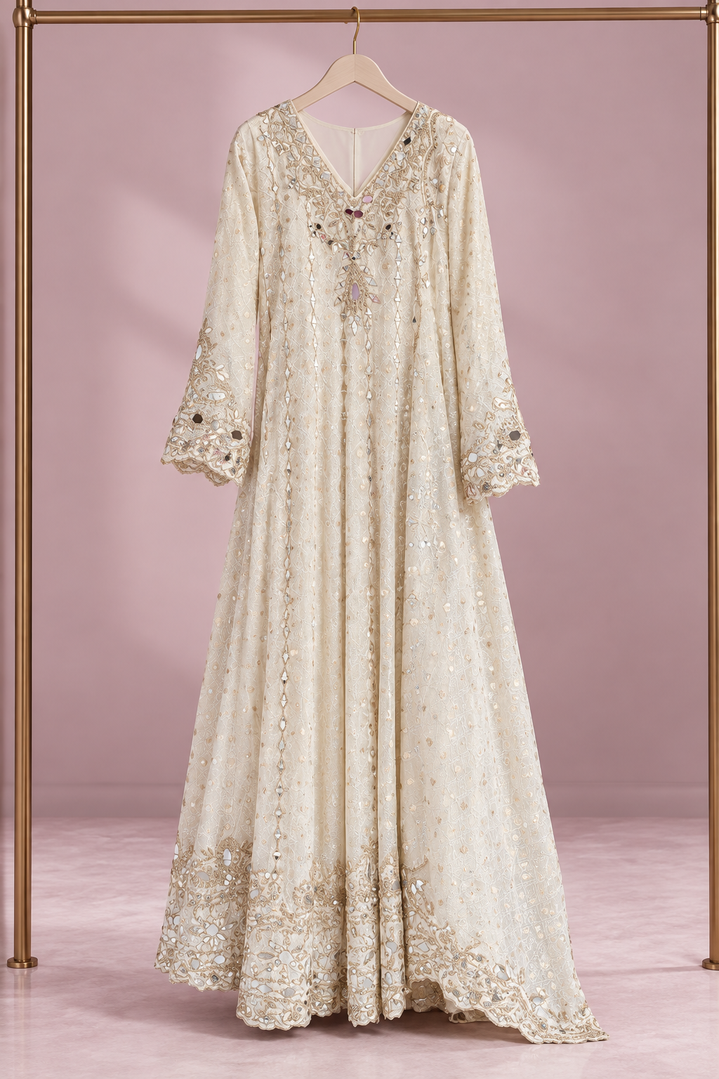 Ivory Noor Anarkali Set