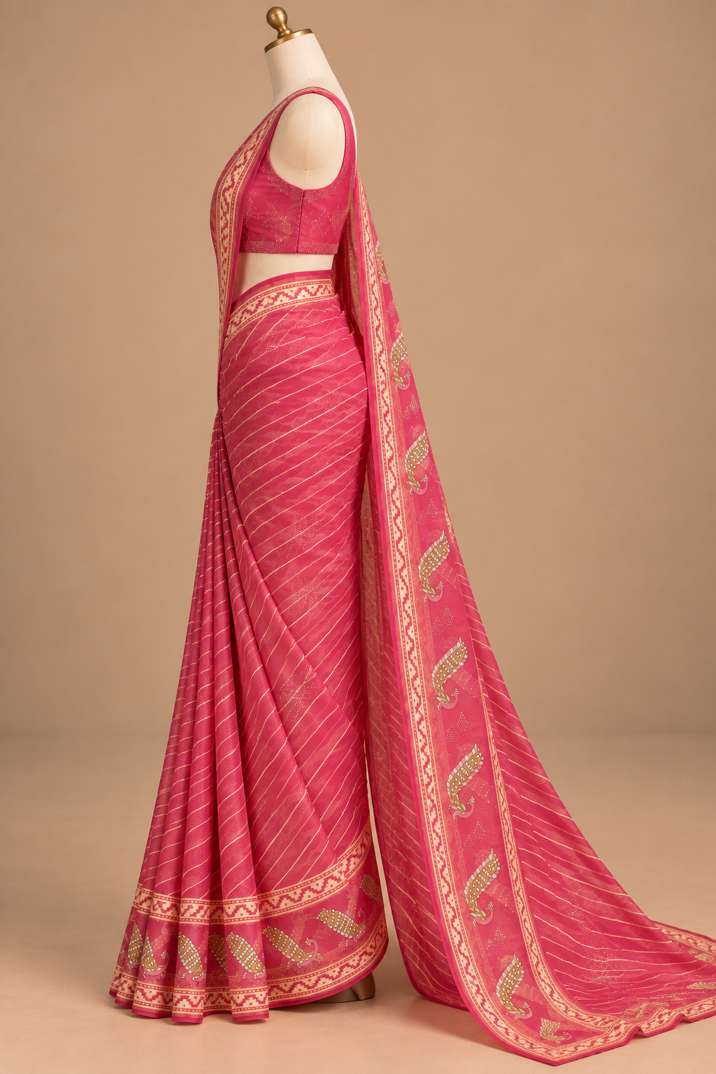 Gulabi Leher Saree
