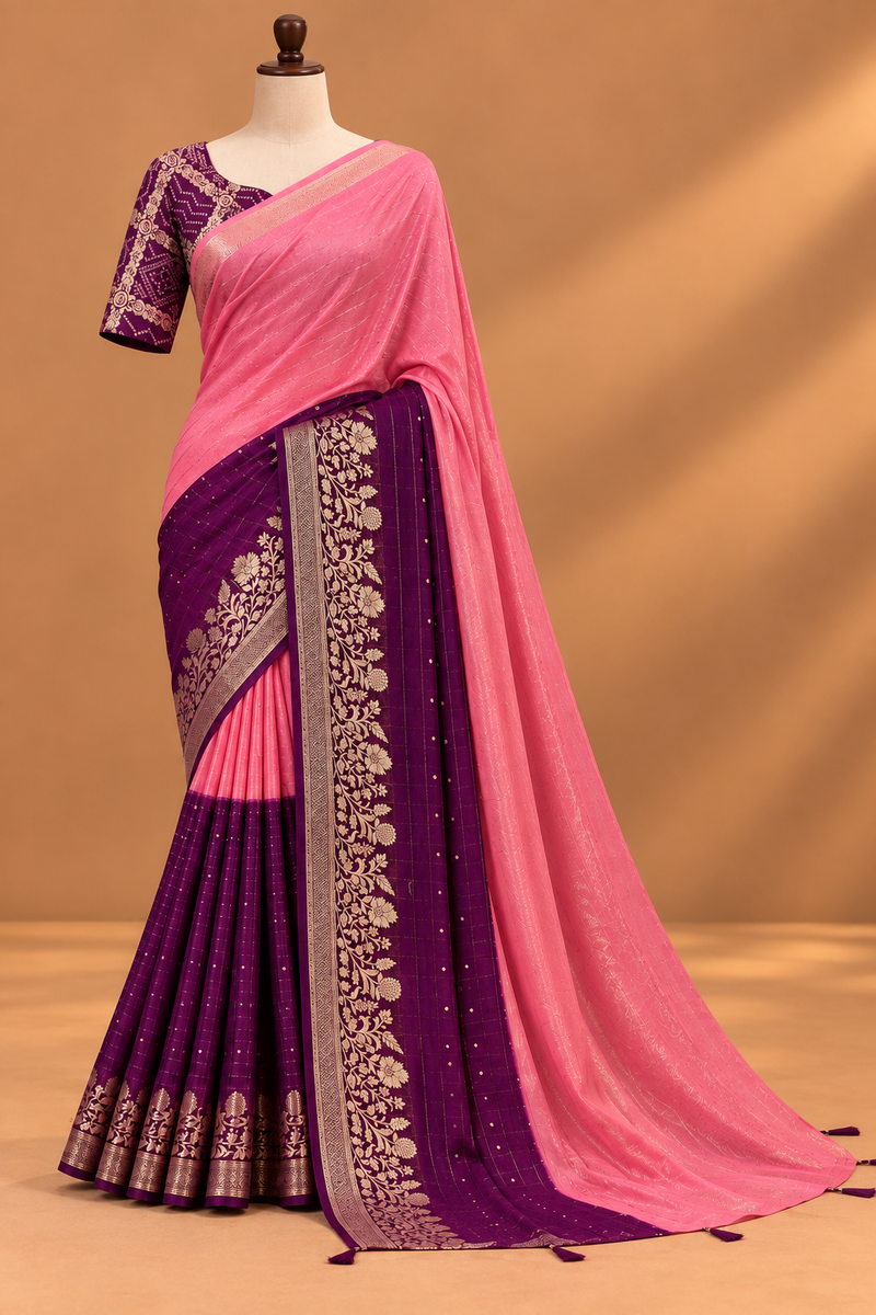 Gulnaar-Rang Mehrab Saree