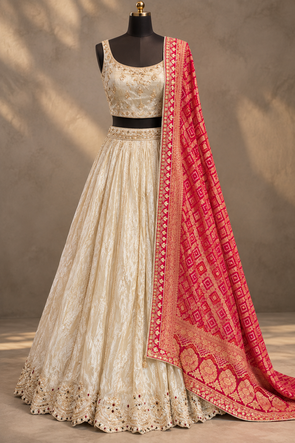 Ruhani Zardozi Ivory Bridal Lehenga