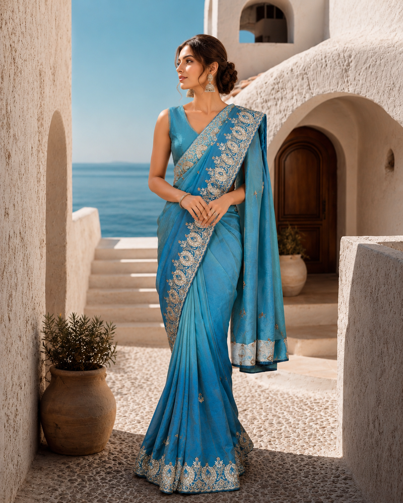 Azure Élan Saree