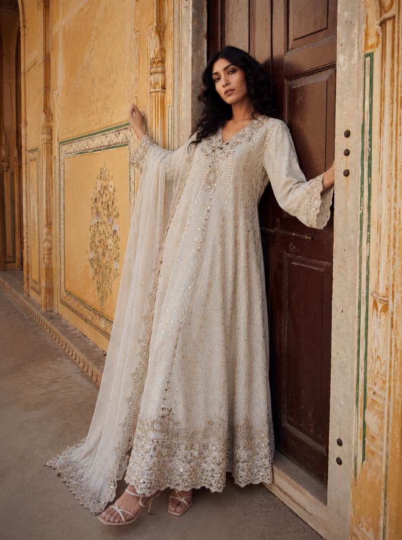 Ivory Noor Anarkali Set