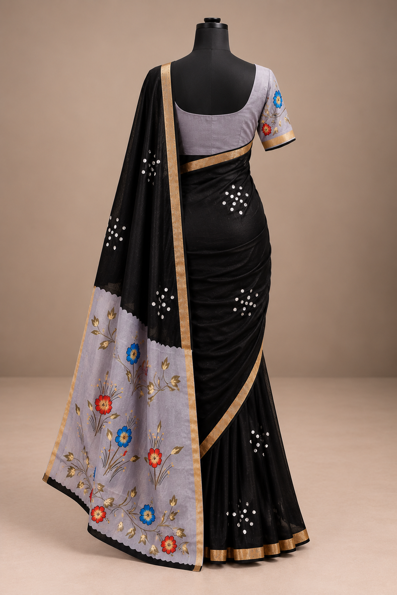 NOIR JARDIN — Floral Pallu Saree