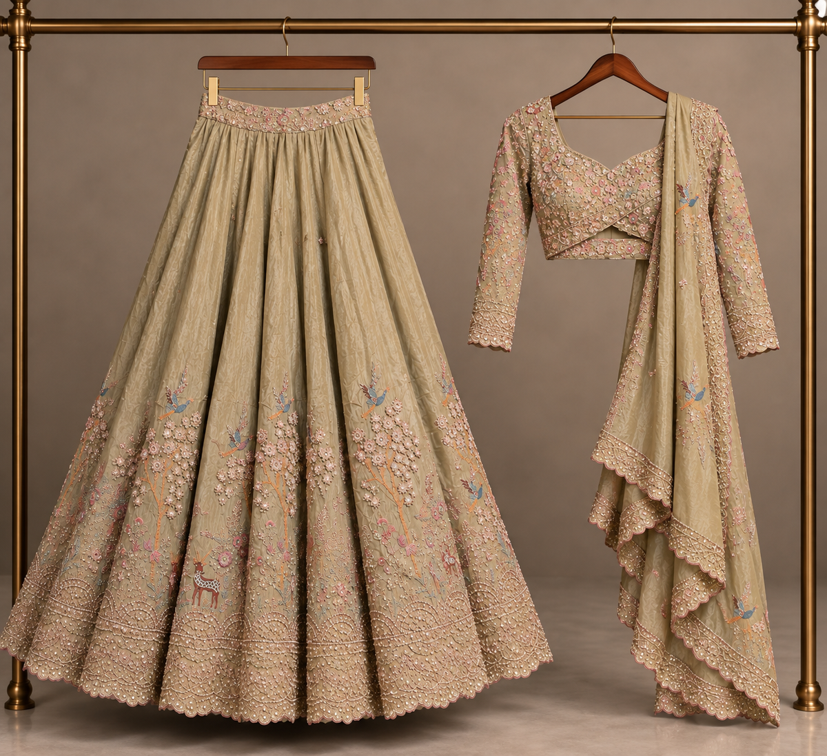Meherbano Gulabari Embroidered Lehenga