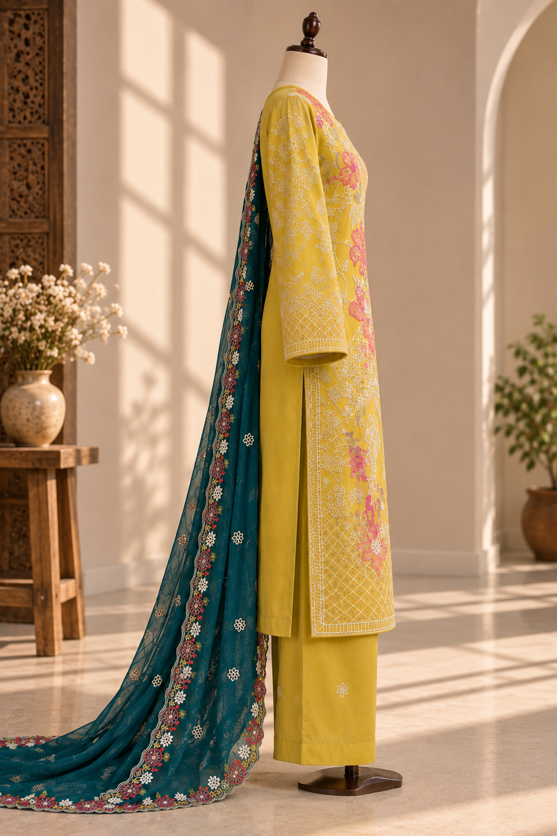 Zehra Gulbahar Mustard & Teal Ensemble