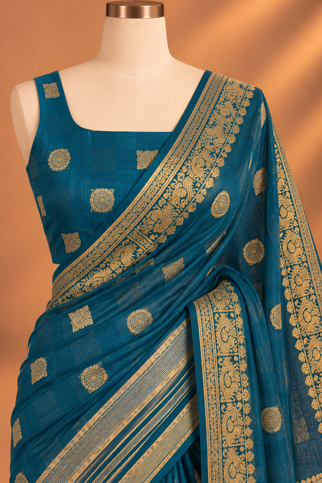 Teal Royale Woven Saree